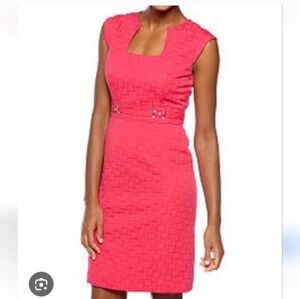 Tahari Arthur S Levine Hot Pink Sleeveless Shirley Sheath Dress